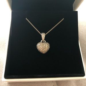 Effy 14k Diamond Buff Heart Pendant and Necklace